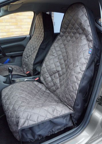 Front Pair Quilted Faux Leather Seat Covers