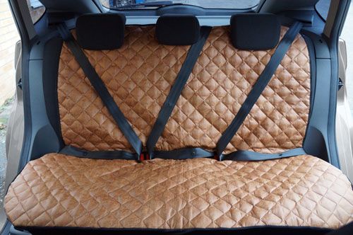 Rear Quilted Faux Leather Seat Covers in Rust