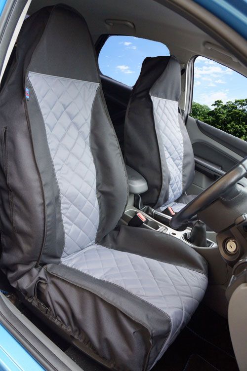 Grey Quilted Insert Front Pair Seat Covers