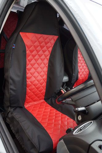 Red Quilted Faux Leather Driver Seat Cover