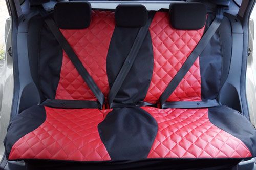 Red Quilted Faux Leather Rear Seat Cover