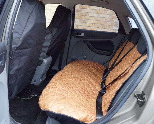 Rust Quilted Faux Leather Full Set Seat Cover