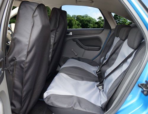 Full Set Black Semi Tailored Seat Covers with Grey insert