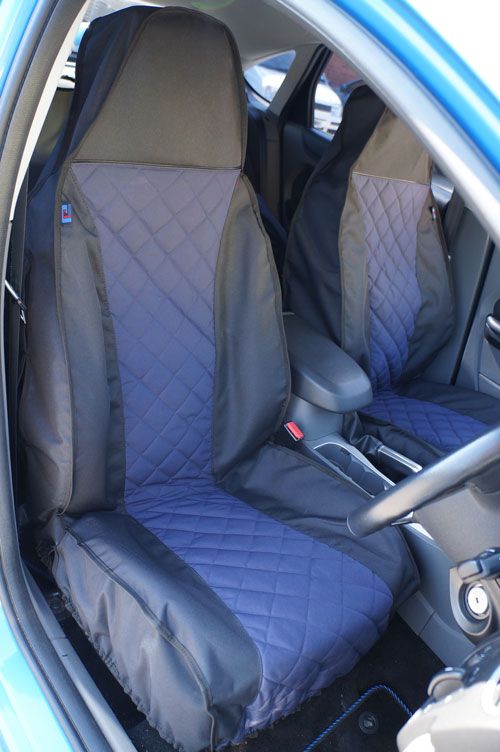 Black car seat covers with navy insert